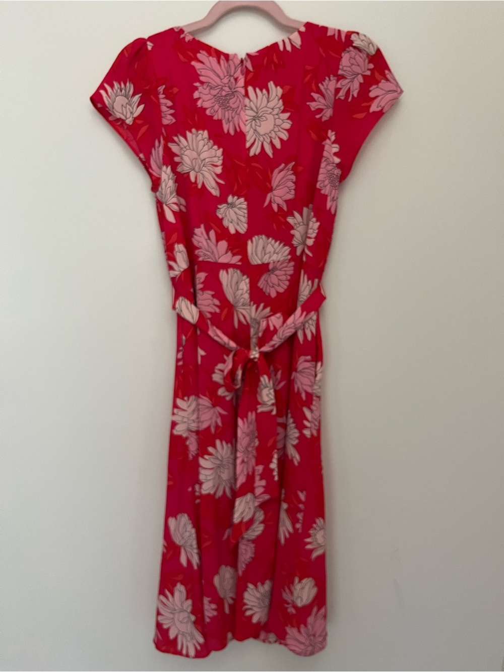 Talbots Floral Sheath Midi Dress Size 8 Petite Pink Belted Career Floral Dress - Picture 6 of 8